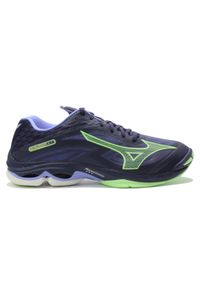 Buty halowe Mizuno Lightning Z7. Zapięcie: sznurówki. Kolor: niebieski, wielokolorowy, czarny. Materiał: materiał, syntetyk. Szerokość cholewki: normalna. Model: Mizuno Wave