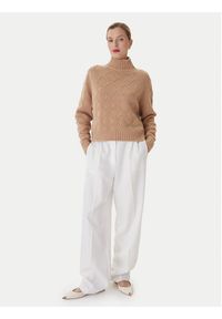 Elisabetta Franchi Sweter MK-55T-57E2 Brązowy Regular Fit. Kolor: brązowy. Materiał: wełna
