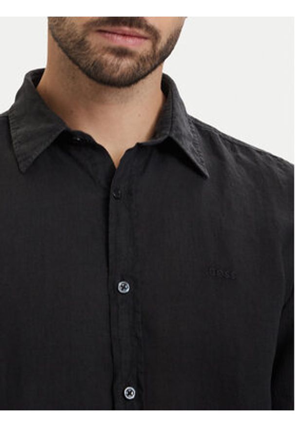 BOSS Koszula Relegant 50567579 Czarny Regular Fit. Kolor: czarny. Materiał: len