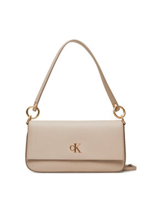 Calvin Klein Torebka Minimal Monogram Shoulder Pouch LV04K3161G Beżowy. Kolor: beżowy. Materiał: skórzane