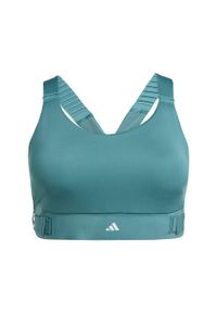 Adidas - Biustonosz FastImpact Luxe Run High-Support. Kolor: niebieski. Materiał: materiał. Sport: bieganie