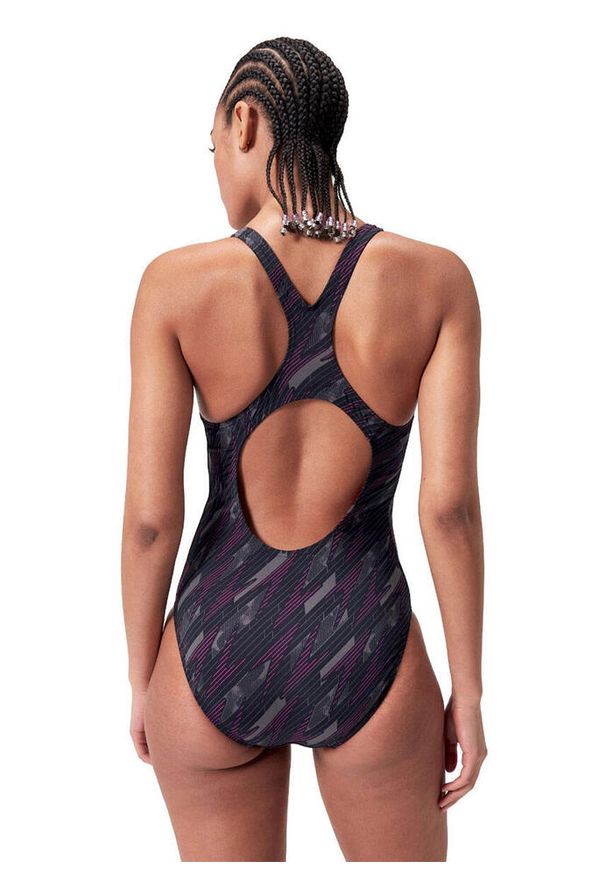 Strój Kąpielowy Speedo Hyperboom Allover Medalist – Czarno-Różowy – Rozmiar 28. Kolor: czarny