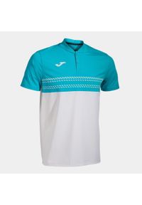Koszulka męska Joma Smash Short Sleeve Polo white/blue XL. Typ kołnierza: polo. Kolor: biały, wielokolorowy, niebieski. Materiał: poliester