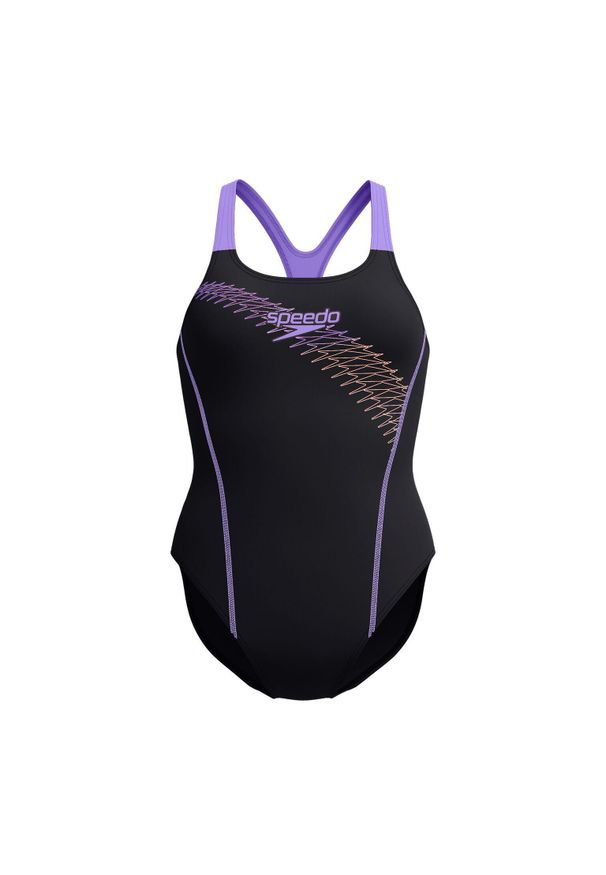 Damski kostium kąpielowy 1-częściowy Speedo Eco Medley Logo Medialist 1P. Kolor: czarny, fioletowy, wielokolorowy, pomarańczowy