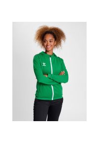 Damska poliestrowa bluza dresowa zapinana na zamek z kapturem Hummel Authentic. Typ kołnierza: kaptur. Kolor: zielony. Materiał: poliester, dresówka. Sport: fitness #1