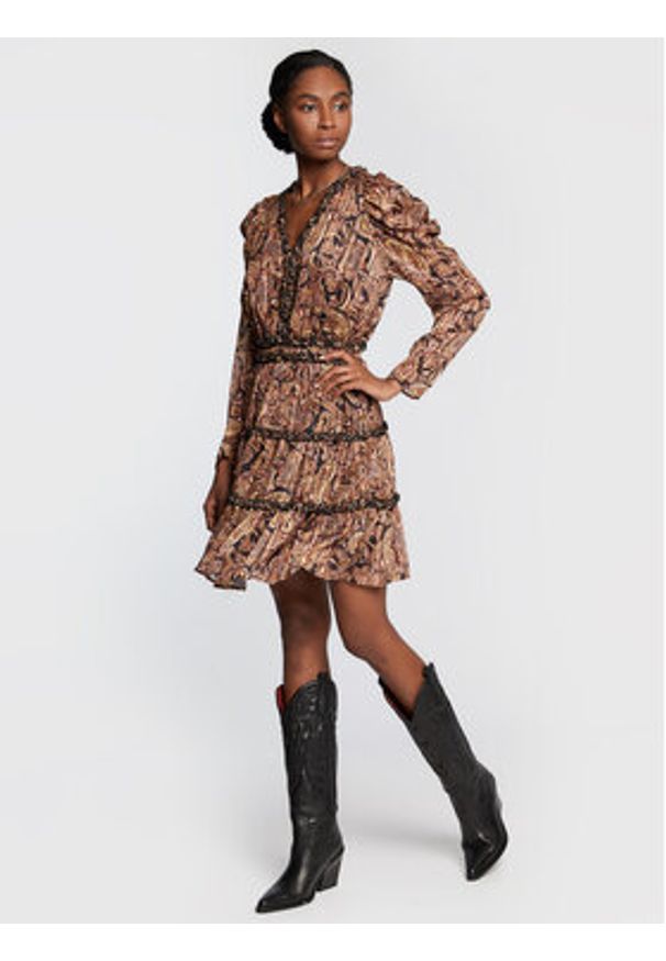 Liu Jo Sukienka codzienna WF2526 T3260 Brązowy Regular Fit. Okazja: na co dzień. Kolor: brązowy. Materiał: syntetyk. Typ sukienki: proste. Styl: casual