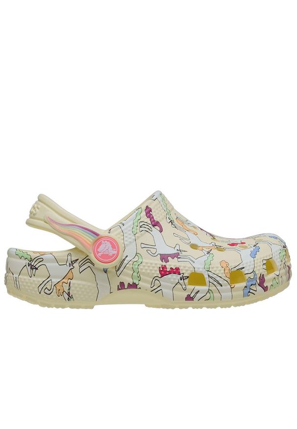 Klapki dziecięce Crocs Classic Unicorn Graphic Clog 212515-7CJ - beżowe. Kolor: beżowy. Sezon: lato