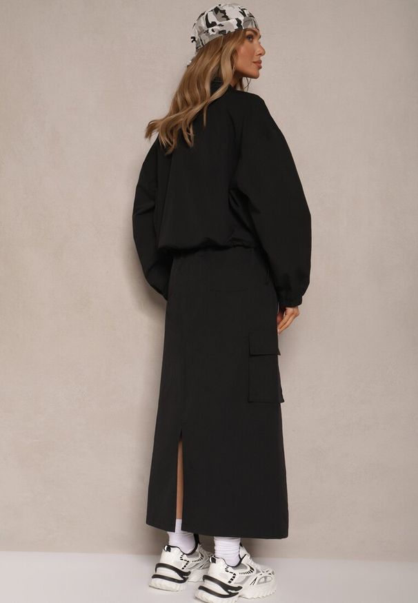 Renee - Czarny Komplet z Bawełną Spódnica i Rozpinana Bluza Evorea. Kolor: czarny. Materiał: bawełna