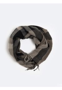 Big-Star - Szalik męski w kratę khaki Zygi 901. Okazja: na co dzień. Kolor: szary. Materiał: materiał. Wzór: aplikacja. Styl: klasyczny, casual, elegancki #5