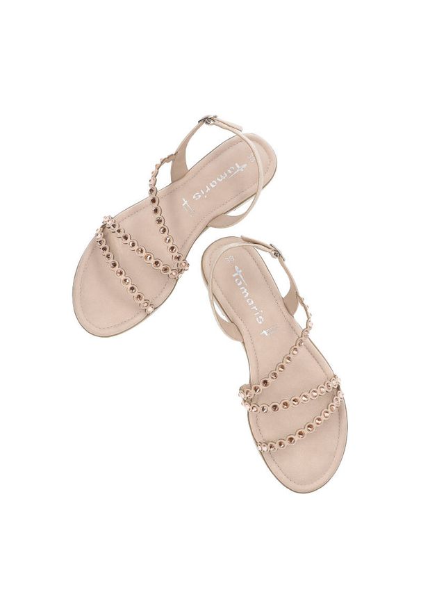 Różowe Sandały Tamaris Eleganckie Buty Damskie. Okazja: na spacer, na co dzień. Zapięcie: pasek. Kolor: różowy. Materiał: skóra ekologiczna, len. Wzór: kolorowy, paski, aplikacja. Sezon: lato. Obcas: na płaskiej podeszwie. Styl: elegancki