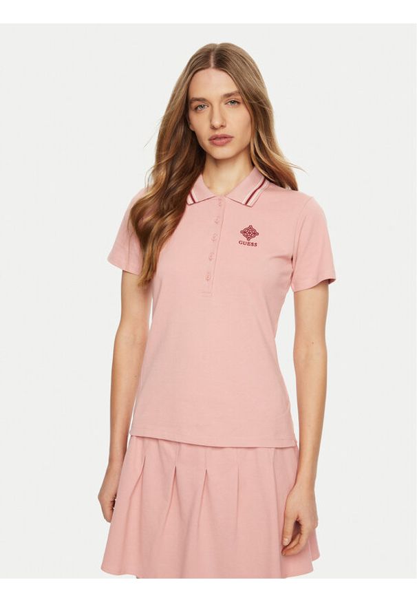 Guess Polo V5RP02 KCOK1 Różowy Regular Fit. Typ kołnierza: polo. Kolor: różowy. Materiał: bawełna