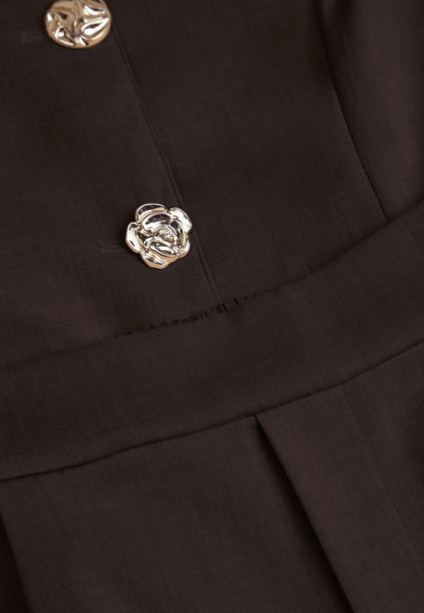 Born2be - Brązowy Komplet Garniturowy z Bawełną Kamizelka i Szerokie Spodnie Sererissa. Kolor: brązowy. Materiał: bawełna