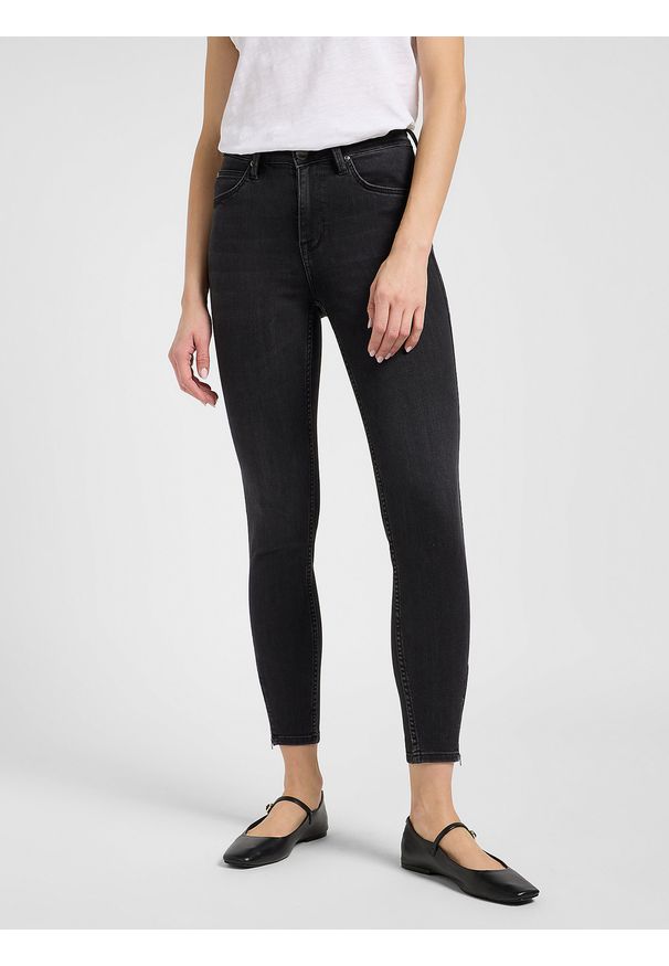 Lee - LEE DAMSKIE SPODNIE JEANSOWE LEE SCARLETT HIGH ZIP TRUE TO BLACK 112365074