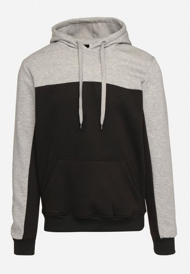 Born2be - Czarna Bluza z Bawełną z Kieszenią Kangurek i Kapturem Nevisara. Okazja: na spotkanie biznesowe, na co dzień. Kolor: czarny. Materiał: bawełna. Styl: biznesowy, casual, sportowy, klasyczny, elegancki
