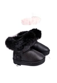 Apawwa Ocieplane dziecięce botki śniegowce z futerkiem czarne Marella. Kolor: czarny. Materiał: futro #7