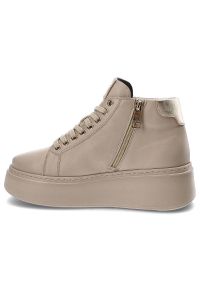 Beżowe Sneakersy CheBello Damskie Buty Jesienne. Kolor: beżowy. Materiał: skóra, materiał. Szerokość cholewki: normalna. Sezon: jesień. Styl: sportowy #6