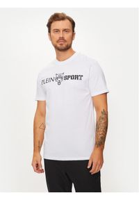 Plein Sport T-Shirt AADC MTK7197 SJY001N Biały Regular Fit. Kolor: biały. Materiał: bawełna. Styl: sportowy