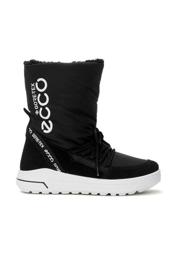 ecco - Buty zimowe dziecięce czarne ECCO Urban Snowboarder GTX. Kolor: czarny. Materiał: materiał, skóra, zamsz. Szerokość cholewki: normalna. Sezon: zima. Styl: młodzieżowy