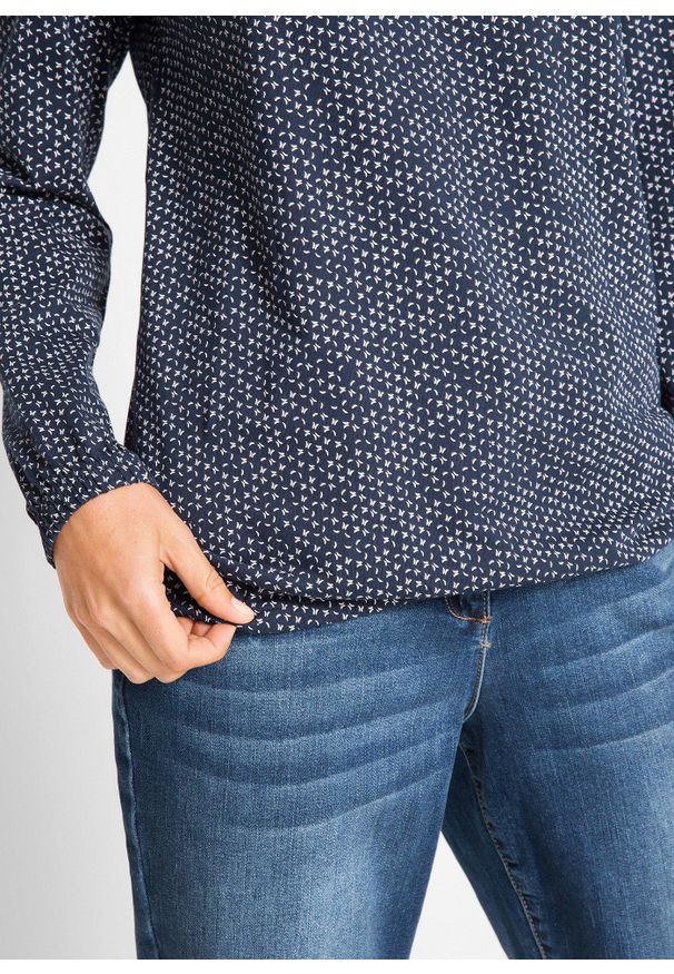 bonprix - Bluzka bawełniana z czystej bawełny organicznej. Kolor: niebieski. Materiał: bawełna. Długość rękawa: długi rękaw. Długość: długie