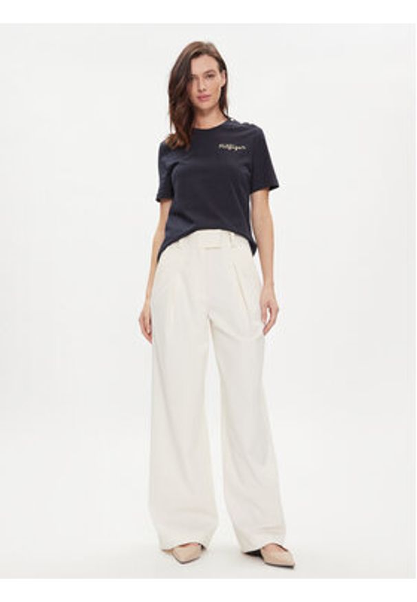 TOMMY HILFIGER - Tommy Hilfiger T-Shirt Gold Button WW0WW41211 Granatowy Regular Fit. Kolor: niebieski. Materiał: bawełna