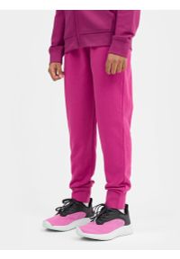 4F JUNIOR - Spodnie dresowe joggery dziewczęce. Kolor: różowy. Materiał: dresówka. Sezon: wiosna
