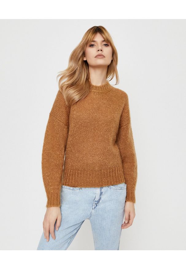 ISABEL MARANT - Camelowy sweter Elise. Okazja: na co dzień. Kolor: beżowy. Materiał: wełna, prążkowany. Długość rękawa: długi rękaw. Długość: długie. Styl: casual