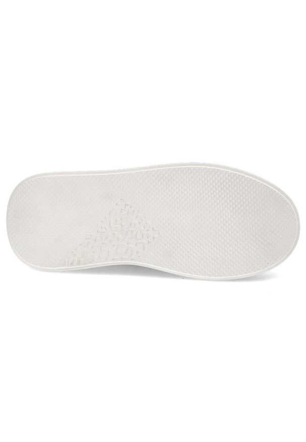 DAMISS - Beżowe Sneakersy Damiss Wygodne Buty Damskie. Okazja: na co dzień. Kolor: biały. Materiał: skóra. Szerokość cholewki: normalna. Wzór: nadruk, aplikacja. Obcas: na obcasie. Styl: sportowy, casual. Wysokość obcasa: średni