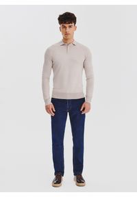 Pako Lorente - Sweter polo w kolorze beżowym. Okazja: na co dzień. Typ kołnierza: polo. Kolor: beżowy. Materiał: wiskoza, poliamid. Sezon: jesień. Styl: casual #3