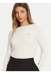 TOMMY HILFIGER - Tommy Hilfiger Bluzka WW0WW47309 Écru Slim Fit. Materiał: wiskoza #4