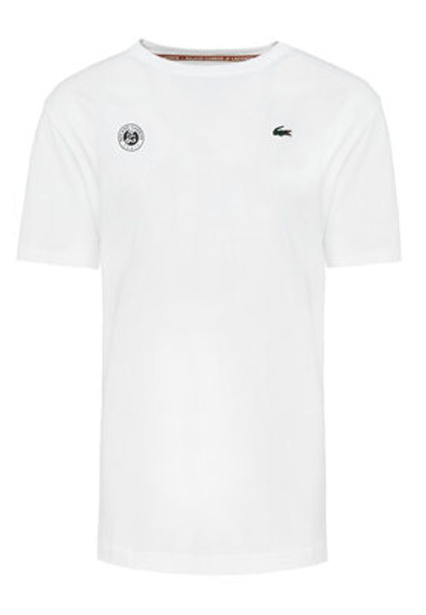 Lacoste T-Shirt TH8309 Biały Regular Fit. Kolor: biały. Materiał: bawełna
