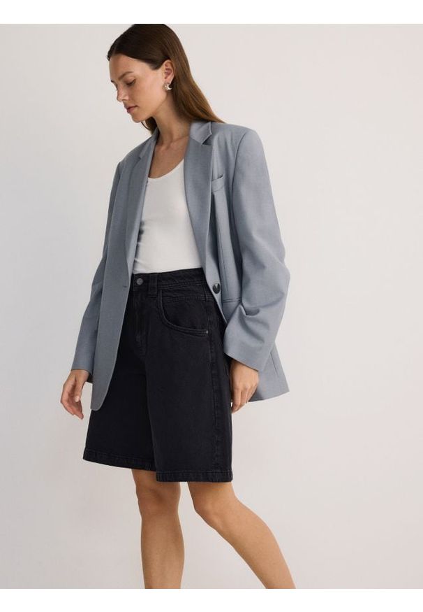 Reserved - Jeansowe bermudy - czarny. Kolor: czarny. Materiał: jeans