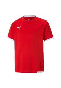 Koszulka dla dzieci Puma teamLIGA Jersey Junior. Kolor: biały, wielokolorowy, czerwony. Materiał: jersey #1