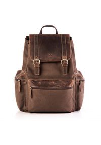 Plecak męski skórzany vintage PAOLO PERUZZI T-37-BR brązowy. Kolor: brązowy. Materiał: skóra. Styl: vintage #1