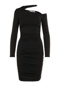 Born2be - Czarna Sukienka Mellessa. Kolor: czarny. Długość rękawa: długi rękaw. Wzór: jednolity. Typ sukienki: asymetryczne. Styl: elegancki. Długość: mini #2