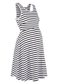 Sukienka ciążowa z dżerseju w paski bonprix czarno-biały w paski. Kolekcja: moda ciążowa. Kolor: czarny. Materiał: jersey. Wzór: paski