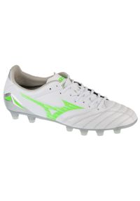Mizuno - Buty piłkarskie - korki męskie, Morelia Neo IV Pro FG. Zapięcie: sznurówki. Kolor: biały. Materiał: tkanina, materiał, syntetyk, skóra, guma. Szerokość cholewki: normalna. Sport: piłka nożna
