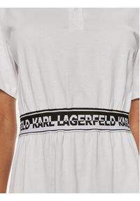 Karl Lagerfeld - KARL LAGERFELD Sukienka codzienna 241W1350 Biały Regular Fit. Okazja: na co dzień. Typ kołnierza: dekolt w karo. Kolor: biały. Materiał: bawełna. Typ sukienki: proste. Styl: casual