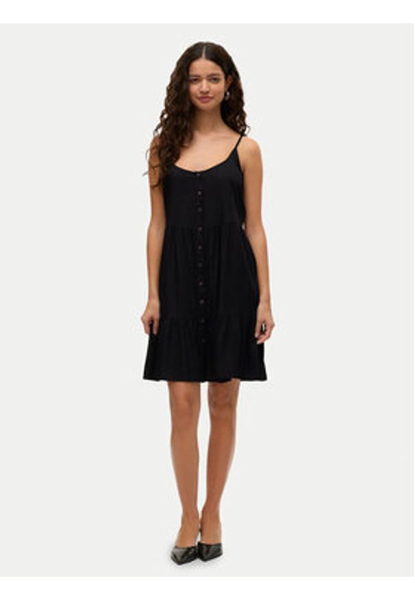 Vero Moda Sukienka letnia Bumpy 10325283 Czarny Loose Fit. Kolor: czarny. Materiał: wiskoza. Sezon: lato