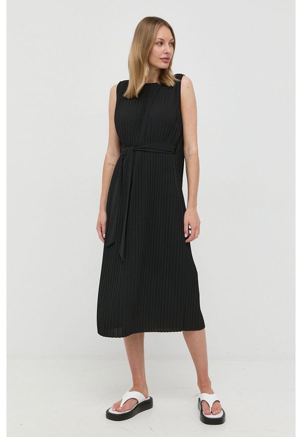 Max Mara Leisure sukienka kolor czarny midi prosta. Kolor: czarny. Materiał: dzianina. Typ sukienki: proste. Długość: midi