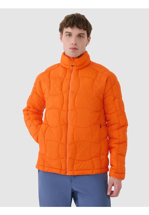 4f - 4F Kurtka puchowa trekkingowa z wypełnieniem Primaloft Silver męska - pomarańczowa M. Typ kołnierza: kołnierzyk stójkowy. Kolor: pomarańczowy. Materiał: puch. Technologia: Primaloft. Sezon: wiosna, lato. Sport: wspinaczka, turystyka piesza