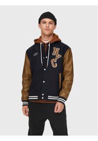 Only & Sons Kurtka bomber Jay Varsity 22022572 Granatowy Regular Fit. Kolor: niebieski. Materiał: skóra #1