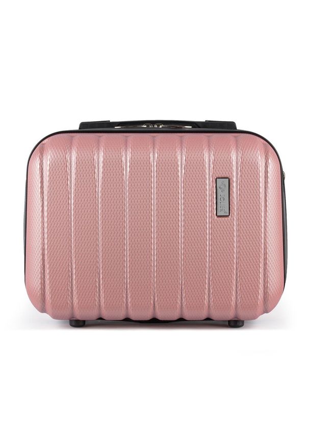 Solier - Kuferek podróżny mały ABS SOLIER STL902 różowy. Kolor: różowy. Materiał: materiał