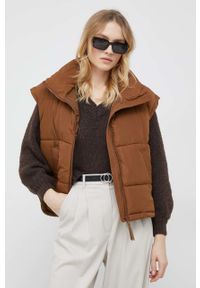 Vero Moda kurtka damska kolor brązowy przejściowa. Kolor: brązowy. Materiał: poliester. Długość rękawa: bez rękawów #4
