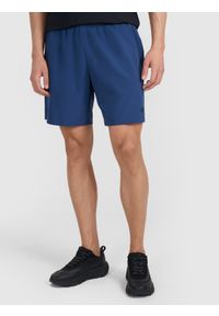 4f - 4F Spodenki treningowe szybkoschnące męskie - granatowe 3XL. Kolor: niebieski. Materiał: dzianina, poliester, materiał, syntetyk, włókno, elastan. Długość: krótkie. Wzór: gładki, ze splotem. Sport: fitness