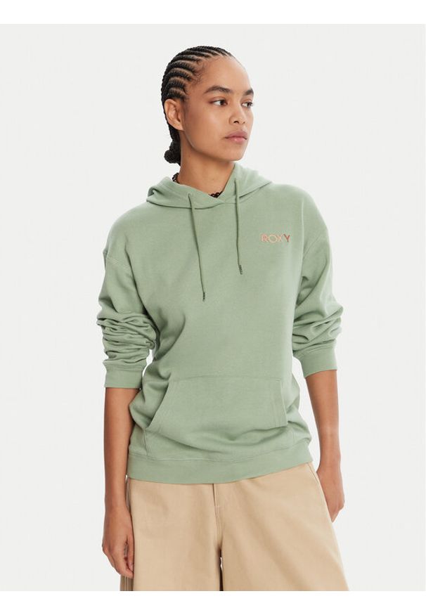 Roxy Bluza ERJFT04996 Zielony Regular Fit. Kolor: zielony. Materiał: bawełna