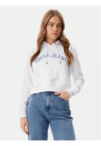 Guess Jeans Bluza W5GQ22 K68I4 Biały Regular Fit. Kolor: biały. Materiał: bawełna