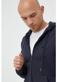 Quiksilver bluza męska kolor granatowy z kapturem gładka. Okazja: na co dzień. Typ kołnierza: kaptur. Kolor: niebieski. Materiał: bawełna. Długość rękawa: raglanowy rękaw. Wzór: gładki. Styl: casual #1