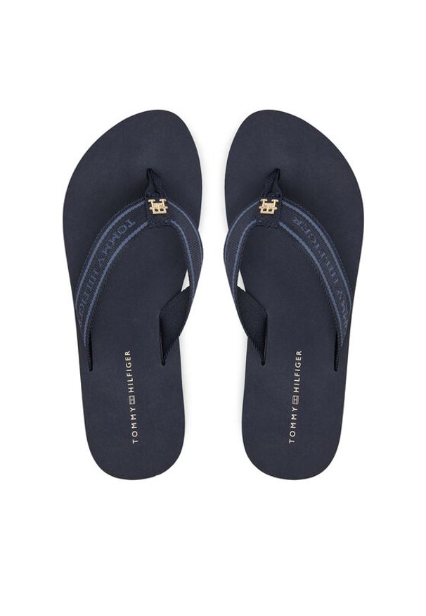 TOMMY HILFIGER - Tommy Hilfiger Japonki Hilfiger Webbing Beach Sandal FW0FW08515 Granatowy. Kolor: niebieski. Materiał: materiał