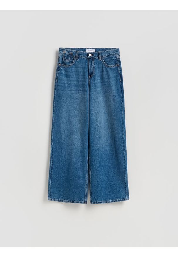 Reserved - Jeansy wide leg - niebieski. Kolor: niebieski