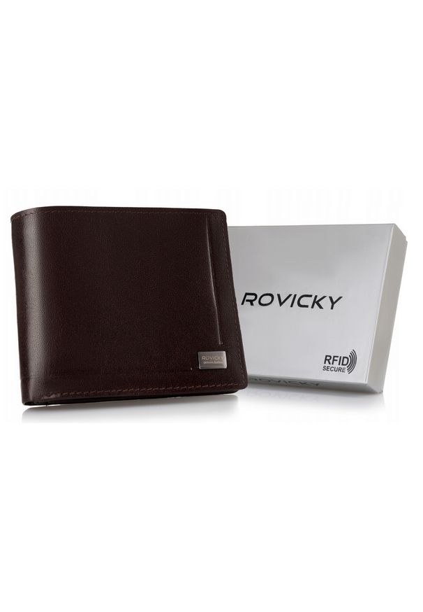 ROVICKY - Portfel skórzany Rovicky PC-107-BAR brązowy. Kolor: brązowy. Materiał: skóra